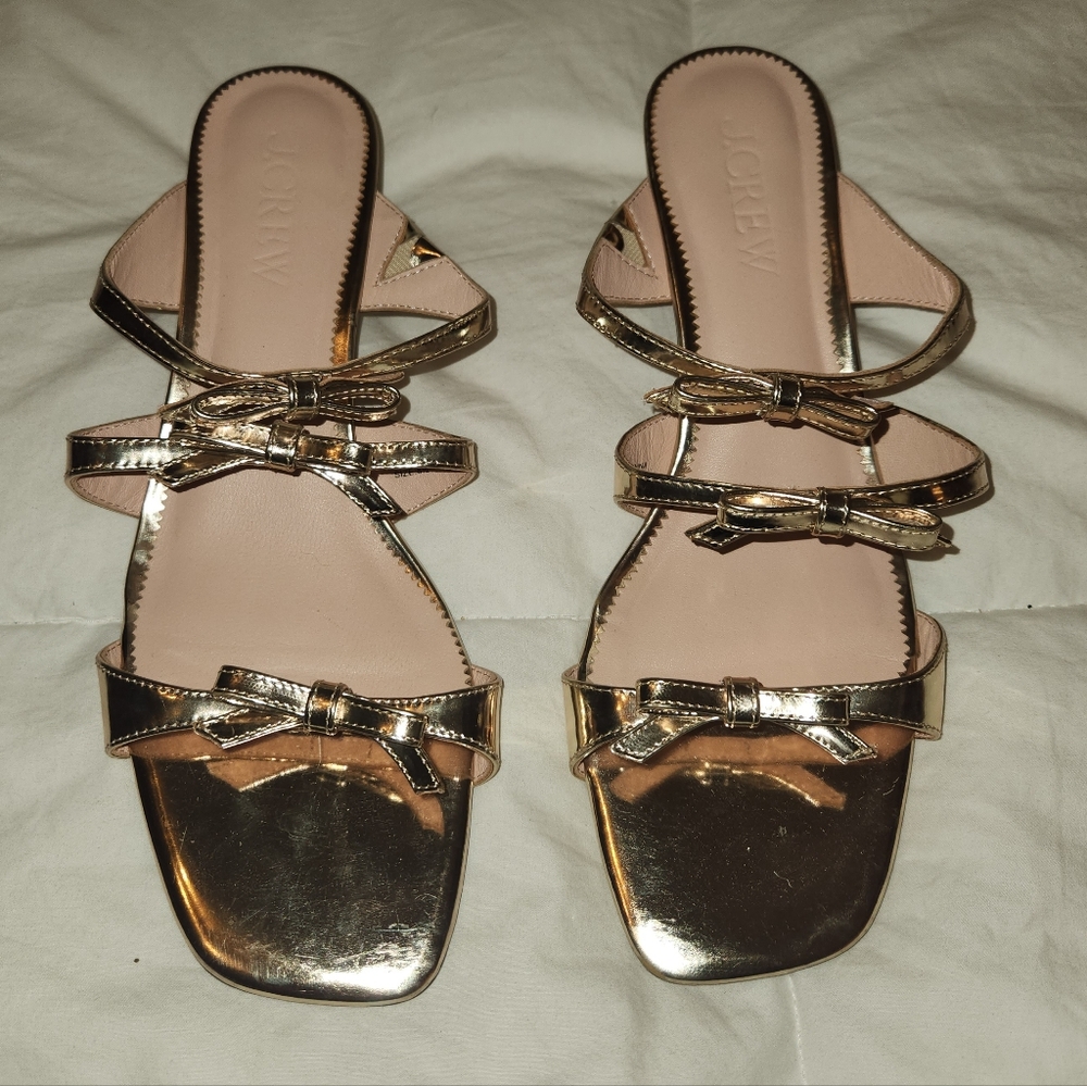 J Crew Gold Strappy Sandals